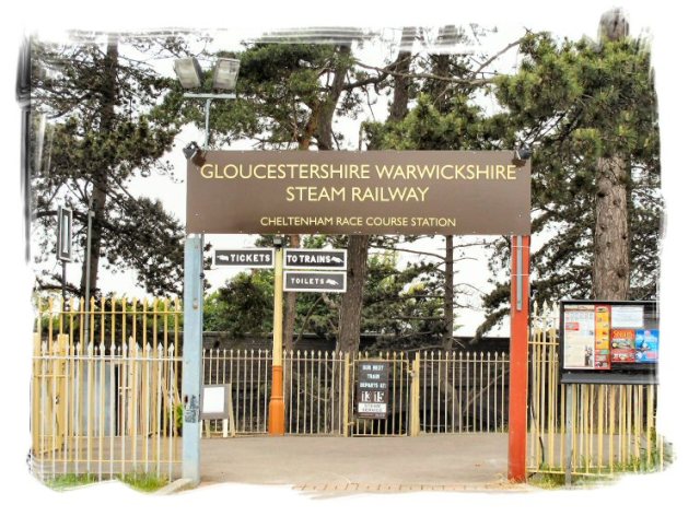 The grand entrance to Cheltenham Racecourse station