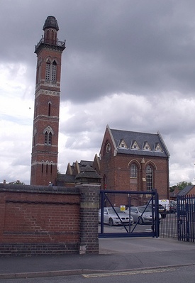 Edgbaston Waterworks Tower. The buildings were designed by John Henry Chamberlain (not a relation of Joseph Chamberlain) around 1870. The engine house, boiler house, and chimney are Grade II listed buildings. Despite the close proximity to Edgbaston Reservoir there is no current or historical connection of the water. This waterworks manages domestic water supply whereas the reservoir was built to feed the canal system.