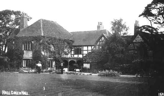 Hall Green Hall – Once known as Hawe Hall. Hawe Green took its name from the medieval family whose moated hall stood at the junction of School Road and Fox Hollies Road near the green or common pasture. The word 'haw' probably derives from the medieval word haga meaning 'hedge, enclosure, or enclosed land'. The family had taken their surname from this commonplace name, but whether that was here or elsewhere is not known.