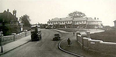 Pineapple Bridge after being widened in October 1930, the church of St Mary Magdalen can be seen on the left, the bus going over the bridge was an AEC 504.